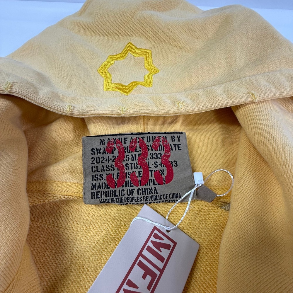 MFM333 Special Ops Distressed Full Zip Hoodie Yellow Eagle Crest Mens Medium - Picture 7 of 9